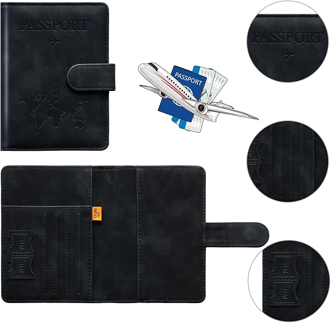 Passport Holder for Travel Women and Men RFID Passport Holder with Card Slots Holder Passport Case Passport cover Passport Wallet Travel Essentials and Accessories