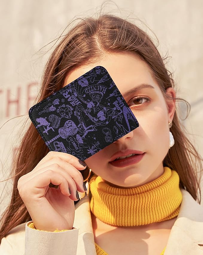 Bistup Credit Card Holder Wallet for Women Cute Leather Ladies Teen Girls Female Cardholder Wallets Accordion Purse Small Medium Aesthetic Print Merch Unique Modern Y2k Rfid Zipper Around