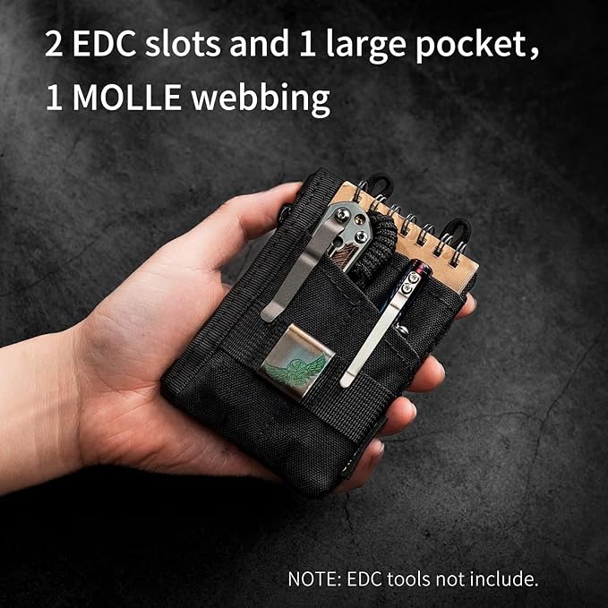 VIPERADE VE18-S Small EDC Pouch, Mini EDC Pocket Organizer for Men, EDC Pocket Organizer, 3 Slots with 2 Zipper Pockets Multitool Pouch