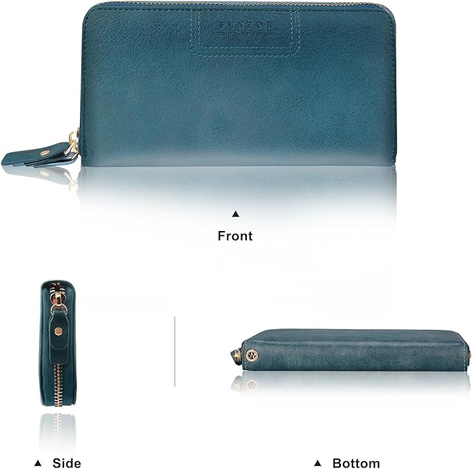 FT FUNTOR Wristlet Wallets for Women, Ladies PU Vegan Leather Clutch Wallet Zip around Phone Purse Card Holder Organizer