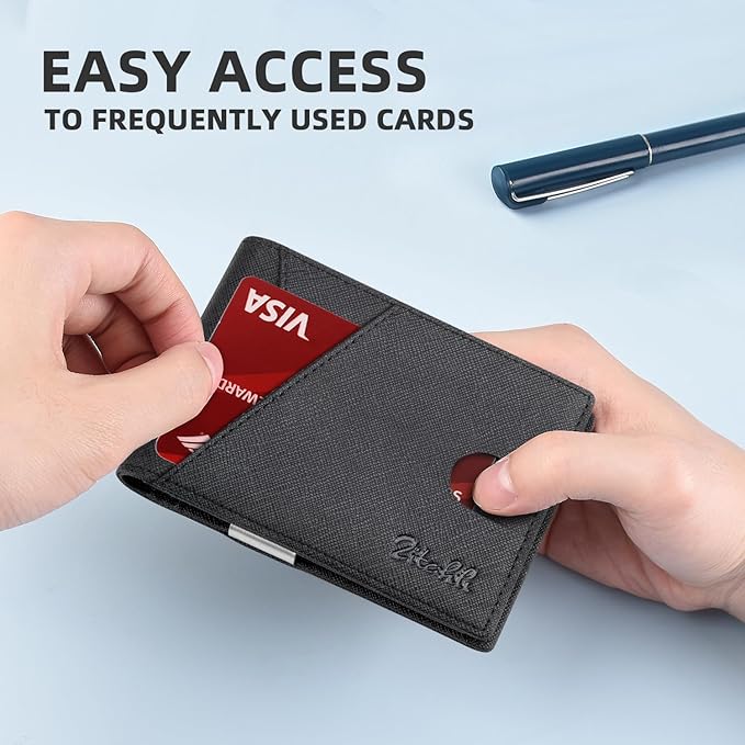 Zitahli Wallet for Men - with Money Clip Slim Leather Slots Credit Card Holder RFID Blocking Bifold Minimalist Wallets with Gift Box