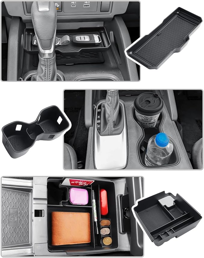 CDEFG 3Pcs for 2025 2026 Frontier Center Console Organizer for 2022-2025 2026 Nissan Frontier Accessories Middle Console Tray Armrest Storage Box Cup Holder