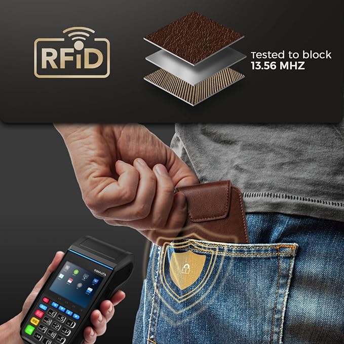 Zitahli Slim Wallet for Men with Pull-Up Tab & Cash Strap - Front Pocket Minimalist Easy Access Card Holder, RFID Blocking, Holds 8 Cards & 10-15 Bills