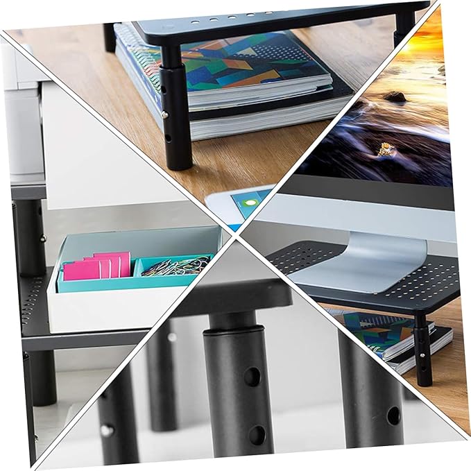 ARTIBETTER Adjustable Monitor Stand Riser with Storage Shelf 3 Height Levels Elevated Computer Desk Organizer 14.56X9.25X5.51 Inch for Home Office Gaming