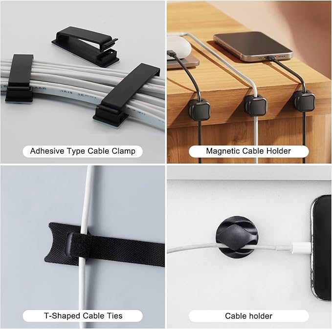 Under Desk Cable Management Tray, No Drill Steel Cord Organizer Kit with 52Pcs Different Essential Accessories for Home Office Standing Desk (13.4inch, Black)