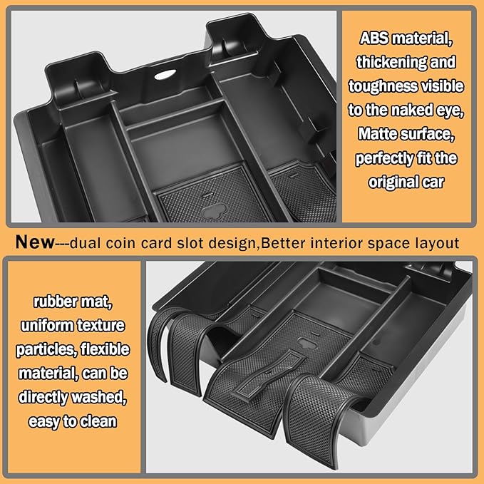 TACOBRO [Full-Coverage Center Console Organizer Compatible with 2019-2022 Chevy Silverado 1500/GMC Sierra 1500 and 2020-2023 Silverado/Sierra 2500/3500HD Accessories, Armrest Insert Tray,Black