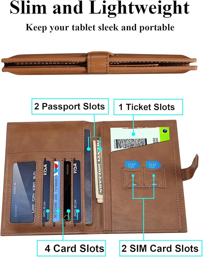 Passport Holder for Travel Essentials, Passport Wallet Cover Card holder Case for Travel Must Haves Accessories, Passport Book Holders for Women and Men, Brown