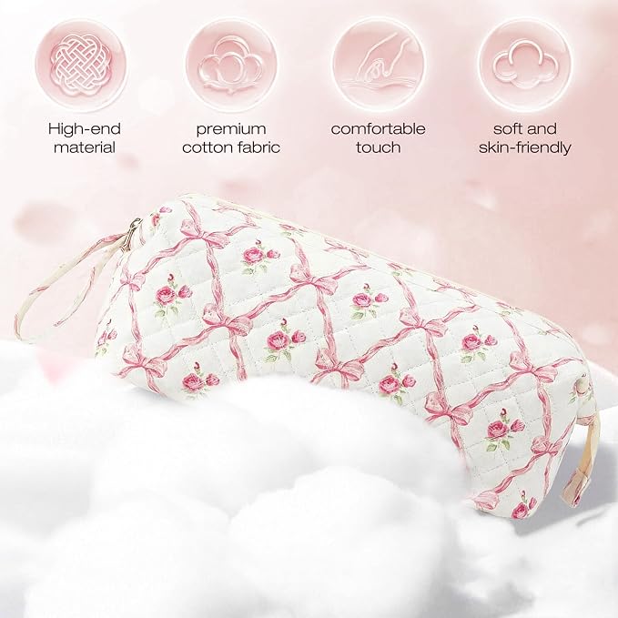 Stratalife Quilted Hair Tools Travel Bag with Polishing Cloth Compatible with Dyson Airwrap Shark Flex Style, Portable Bow Toiletry Bag Hair Dryer Curling Iron Carrying Case Travel Essentials White