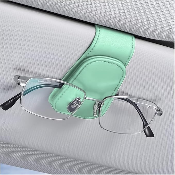 AICEL Sunglasses Holders for Car Sun Visor, Leather Eyeglasses Hanger Mounter, Magnetic Glasses Holder and Ticket Card Clip, Auto Interior Accessories Universal for SUV Pickup Truck