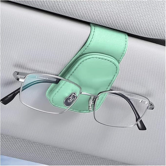 AICEL Sunglasses Holders for Car Sun Visor, Leather Eyeglasses Hanger Mounter, Magnetic Glasses Holder and Ticket Card Clip, Auto Interior Accessories Universal for SUV Pickup Truck