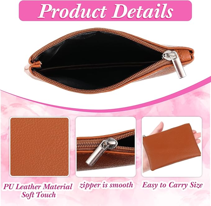 6 Pack PU Leather Small Coin Purse Mini Change Purse Coin Pouch Cash Wallet for Men Women Credit Card Lipstick(Elegant Color)