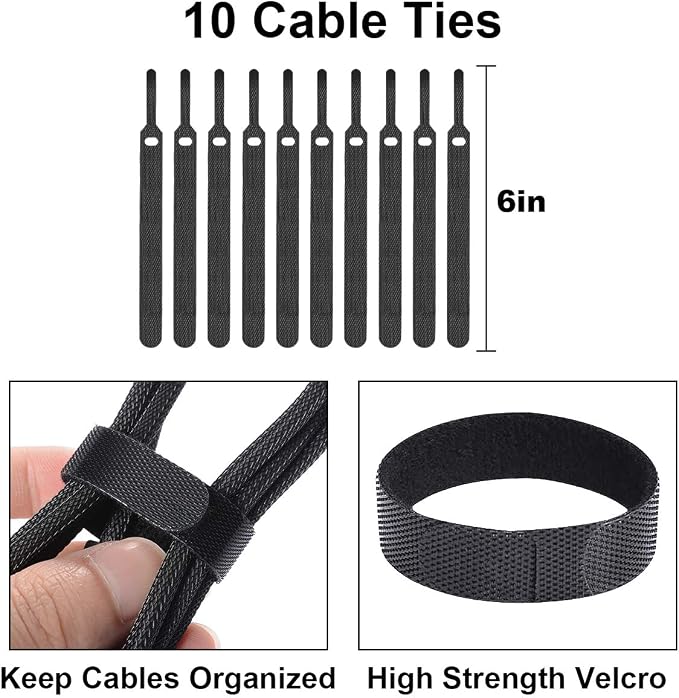 DUNCHATY Cable Management Box 3 Pack - Cord Organizer Box for Desk TV Computer - Large Medium Small Power Strip Cover & Wire Hider - Child & Pet Safe ABS Cord Box with Cable Ties - Black
