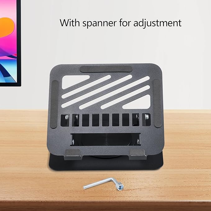 Laptop Stand for Desk Adjustable Computer Stand 360° Rotating with Hollow Ventilation Board Large Weight Capacity Laptop Riser Adjustable Height Laptop Stand for All 10" - 17'' Laptops