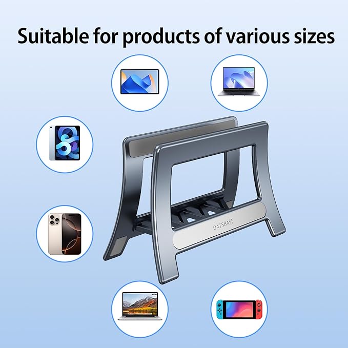 Vertical Laptop Stand for Desk, Gravity Auto Lock MacBook Stand,ABS Plastics Laptop Holder Vertical Compatible with MacBook Pro, Air,Tablet, Space-Saving Organize Work & Home Office(Silver)