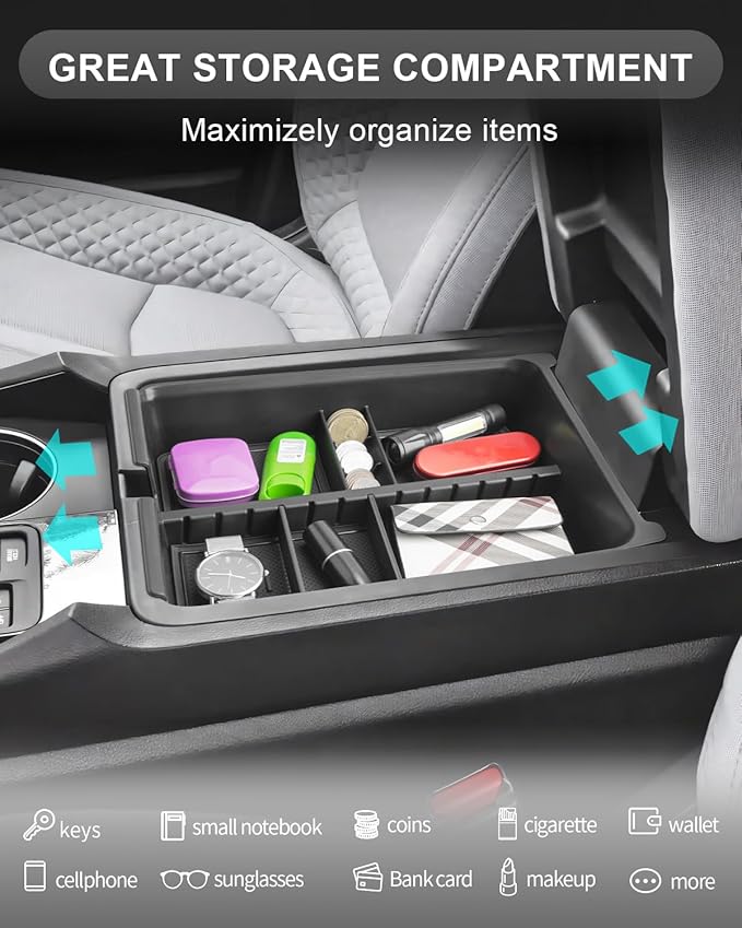 CDEFG Center Console Organizer Compatible with 2023-2025 Honda Pilot/2024-2026 Ridgeline/2024-2026 Passport Accessories Middle Console Organizer Armrest Tray Storage Box