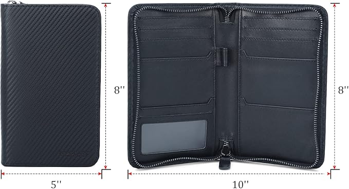 Polare Full Grain Leather Passport Holder Cover Case for Men RFID Blocking Travel Wallet Holds 4 Passports (Carbon Black)