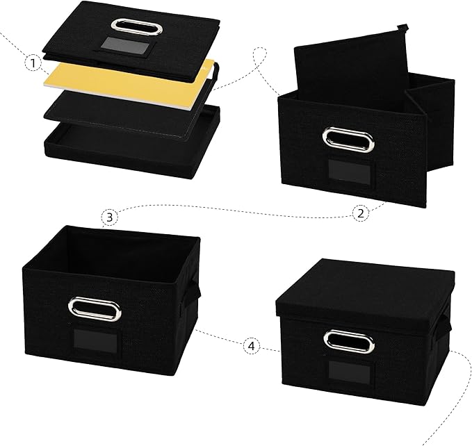 Greeting Card Organizer and Storage Box with 20 Pcs Adjustable Dividers, Storing Cards with 84 Pcs Labels Perfect for Storing Greeting Cards, Envelopes, Photos 1 Pack Black