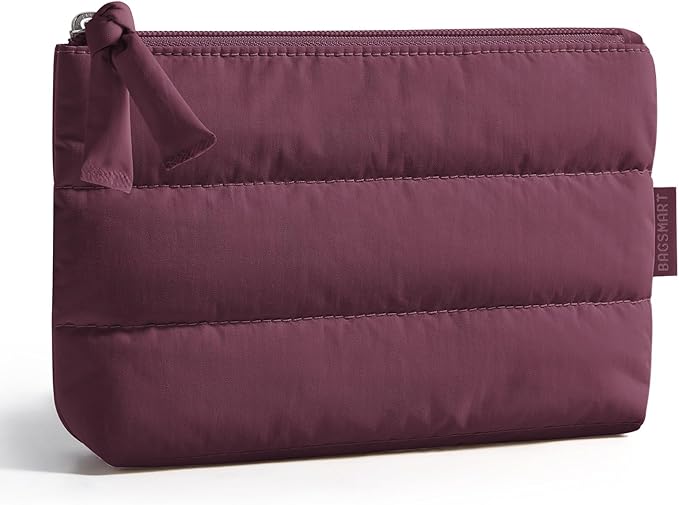 BAGSMART Small Puffy Water-Resist Makeup Bag for Women