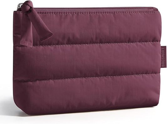 BAGSMART Small Puffy Water-Resist Makeup Bag for Women