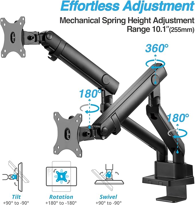 AVLT Laptop and Monitor Arm, Fits 15.6" Notebook and 38" Screen, Dual Full Motion Adjustable Arms, Ergonomic VESA Mount to Organize Work Surface & Remove Clutter