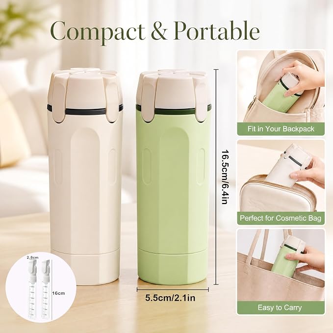 Winb 4 in 1 Travel Dispenser, 30ml Leak Proof Bottles for Toiletries, Portable Containers for Shampoo, Lotion, White (Green)