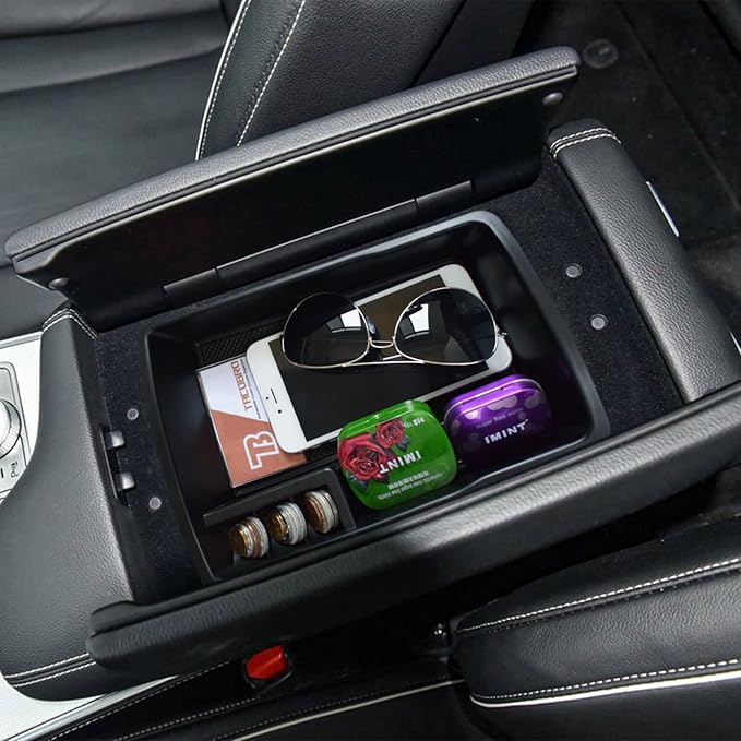 TACOBRO Center Console Organizer Tray Compatible with Genesis GV80 2021 2022 2023 2024 Accessories, Secondary Storage Armrest Glove Box - Black Trim (Not Fit 2025)
