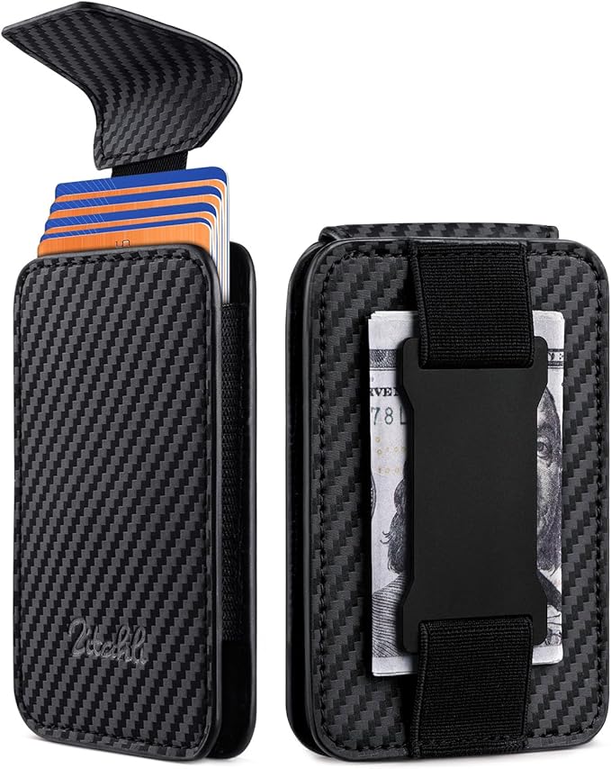 Zitahli Slim Wallet for Men with Pull-Up Tab & Cash Strap - Front Pocket Minimalist Easy Access Card Holder, RFID Blocking, Holds 8 Cards & 10-15 Bills