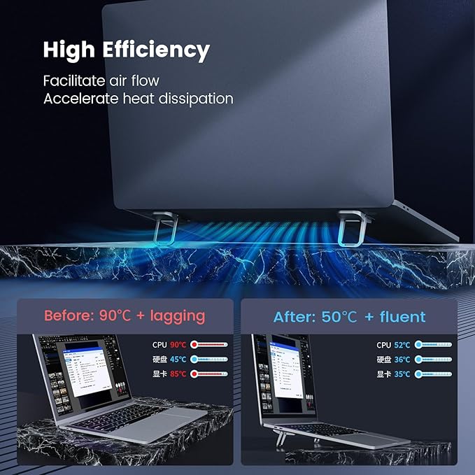 Nillkin Computer Keyboard Stand for Desktop with 3 Adjustable Angles, Mini Laptop Feet, Flip Keyboard Riser Feet for Keyboards, Laptop Stand for MacBook, Dell, HP, Other 14-16 Inches, Silver