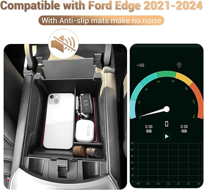 YEE PIN for 2024 Ford Edge Center Console Organizer Tray for 2021-2024 Edge SE/SEL/ST-Line/Titanium/ST Middle Console Organizer Center Console Storage Tray for 2024 Ford Edge SEL Accessories(Red)