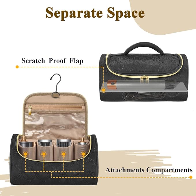 Mancro Travel Storage Case Organizer Compatible with Dyson Airwrap, Hair Dryer, 4 Curling Barrels, 2 Smoothing Brushes, Volumizing Brush, Lightweight Travel Carrying Case for Hair Curler Accessories