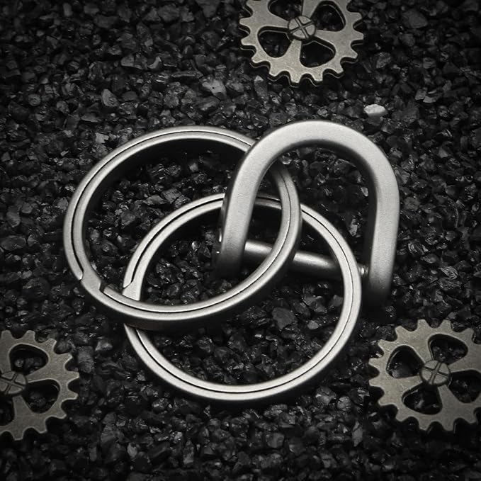 PJYTAC Titanium Keychain Rings Heavy Duty Side Push Key Rings for Car Keys Easy Quick Release EDC Split Keyrings