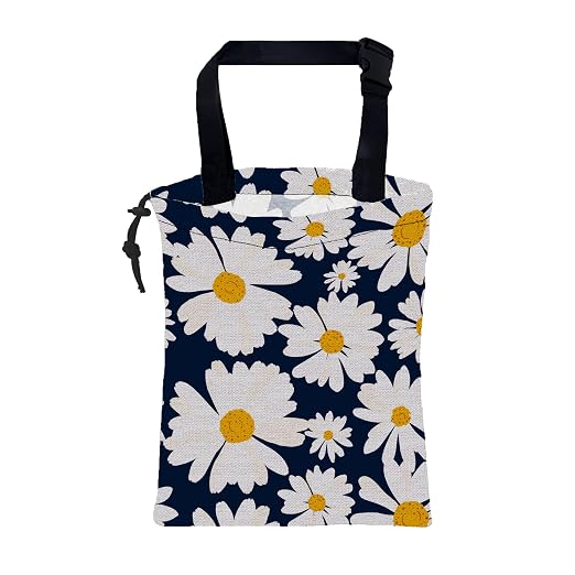 Car Trash Bag Chamomile Flower Hanging Drawstring Car Organizer and Storage Bag with Adjustable Buckle Canvas Garbage Bin for Back Seat or Hanging Headrest Car Decor Road Trip Essentials