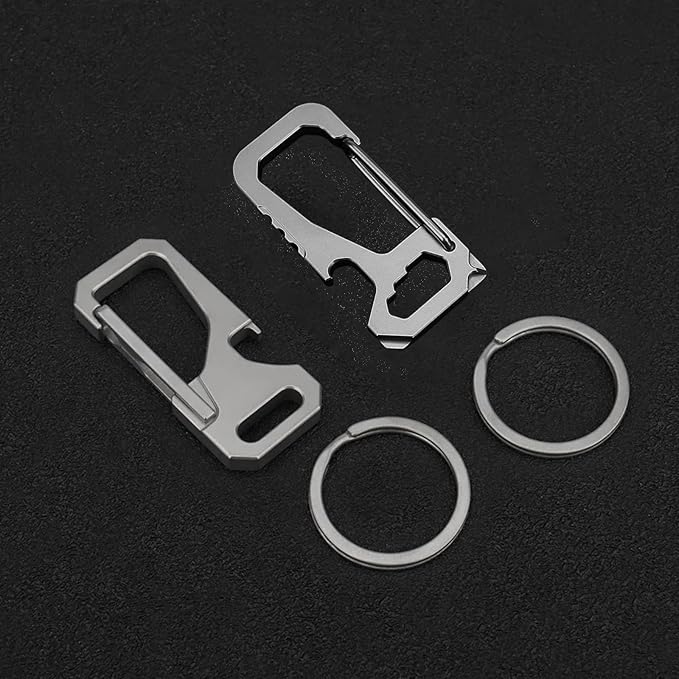 Titanium Carabiner Keychain for Men, Heavy Duty Key Ring Clip with Bottle Opener, EDC Multitool Holder for Keys Belt