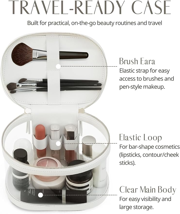 Popvibe Clear Makeup Bag Travel Cosmetic Case Transparent Toiletry Bag with Zipper, Portable Make Up Organizer Traveling Compact Car Bag for Essentials