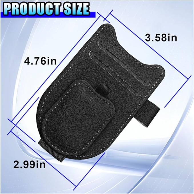 2PCS Sunglass Holder for Car Sun Visor, Magnetic Leather Vehicle Glasses Eyeglass Mount & Ticket Card Clip, Automotive Interior Visor Accessories, Universal for Sedan SUV Truck (Black)