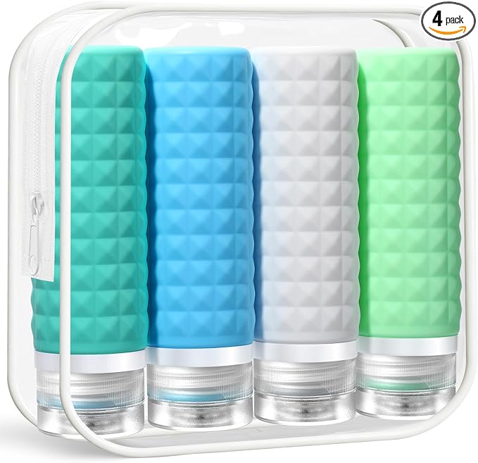 Travel Bottles for Toiletries, TSA Approved Travel Size Containers, Leak Proof Silicone Shampoo Bottles, Small Toiletry Containers with Clear Bag for Shampoo Conditioner Lotion