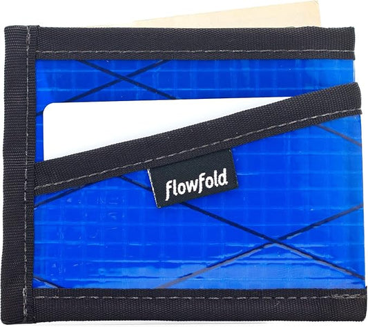 Flowfold Recycled Sailcloth Wallets - 3 Pocket Card Holder Wallet, Front Pocket Wallet, Slim Card Holder Wallet Made in USA (Blue Sailcloth)
