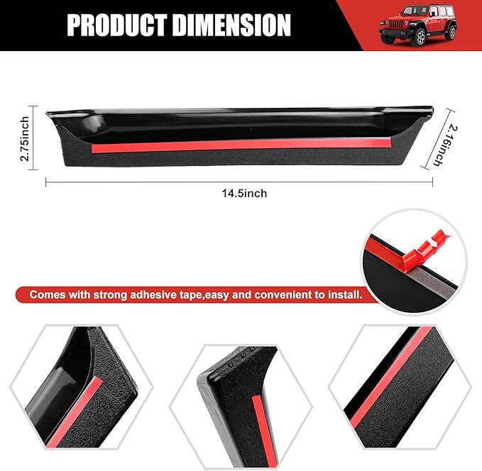 Grab Bar Tray for 2024 2025 Jeep Wrangler JL JLU 4XE/Gladiator JT Storage Bin Handle Organizer Grab Handle Box Passenger Side Grabtray for Wrangler&Gladiator Accessories(24+ Grab Bar Tray)