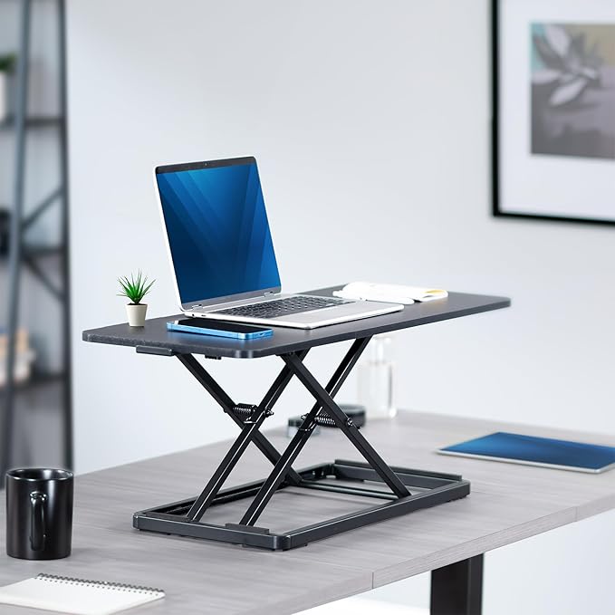 VIVO Single Top 30 inch Scissors Lift Keyboard and Mouse Riser, Height Adjustable Laptop Desk, For Ergonomic Sit Stand Workstations, Black, DESK-V030A