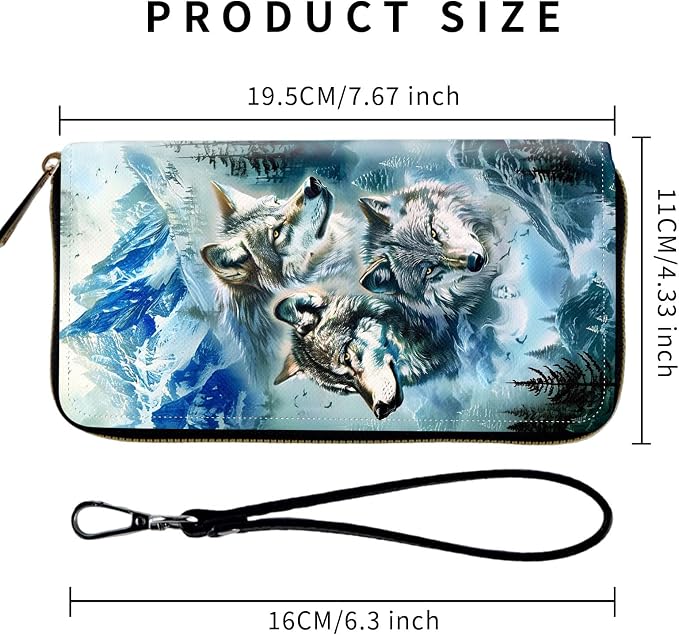 Wallet,Leather Long Wallet Suitable For Ladies And Teenagers - Detachable Wristband + RFID Travel Wallet With Card Slot - Mountain Wolf Pack