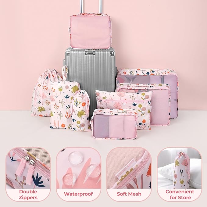 MissBoy Packing Cubes for Kids, 8 Pcs Set of Packing Cubes for Carry on Suitcase Organizer Bags, Kids Packing Cube, Waterproof Travel Essentials for Girls and Boys