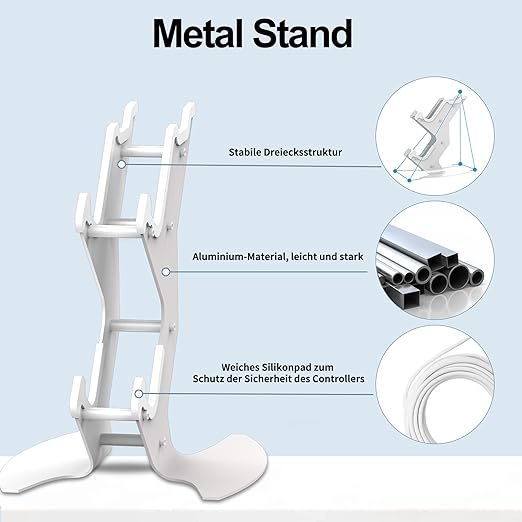 DOYO Controller Holder Stand, Universal Metal Material Game Controller Headset Stand Controller Accessories for Gamepad of PS5 / Xbox / PS4 / Switch （White