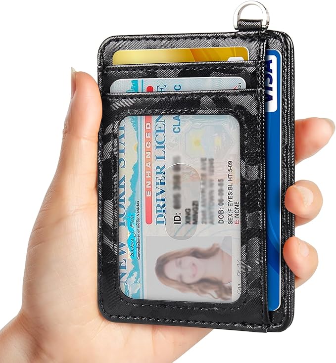 EcoVision Slim Minimalist Front Pocket Wallet, RFID Blocking Credit Card Holder Wallet with Detachable D-Shackle for Men Women