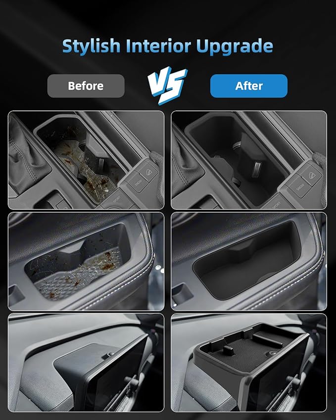 Center Control Insert Cup Holder+Rear Door Side Storage Box +Screen Dashboard Tray for 2024-2026 Toyota Grand Highlander/2025 2026 Grand Highlander Hybrid (5PCS)