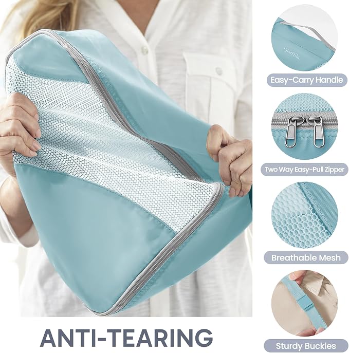 OlarHike 10 Set Packing Cubes for Travel, Gifts for Women Mom,Anti-Tearing Suitcase Organizer with Over 1000 pcs Mesh Holes,Vacation Essentials & Accessories for Cruise Ship