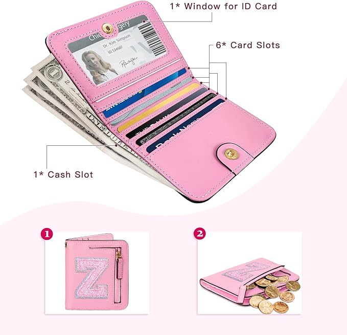COSHAYSOO Mini Wallet with RFID Blocking Initial Monogrammed for Girls Birthday Valentines Easter Mothers Nurse Day Graduation Thanksgiving Appreciation Halloween Christmas New Year Gifts Letter Z