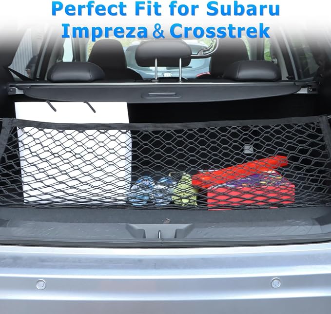 MARCHFA Car Rear Trunk Cargo Net Compatible for 2024 2025 2026 Subaru Impreza Crosstrek Accessories Cargo Storage Organizer Mesh Net