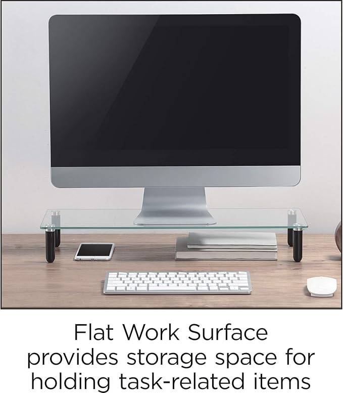 Lorell 4-Leg Single Shelf Glass Monitor Stand