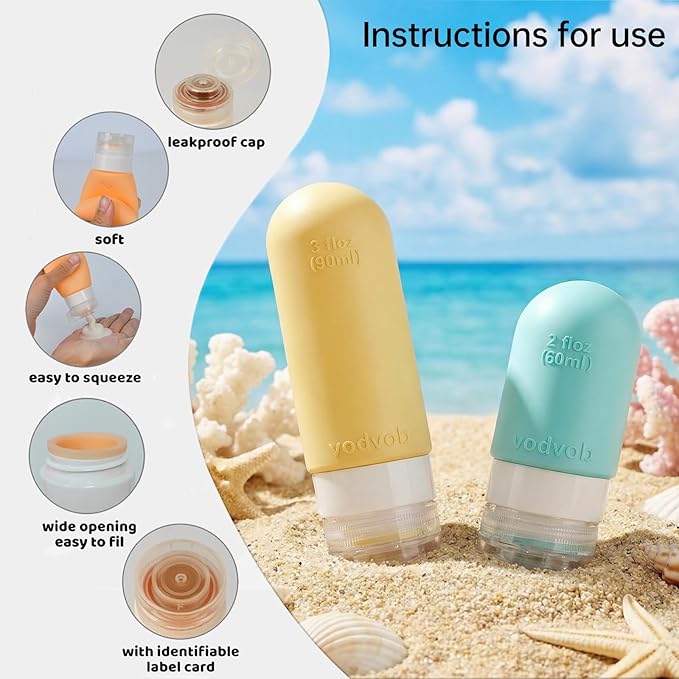 vodvob 16 Pack Travel Bottles Set for Toiletries, TSA Approved Travel Containers Leak Proof Silicone Squeezable Travel Accessories 2oz 3oz for Shampoo Conditioner Lotion Body Wash (BPA Free) (Orange)