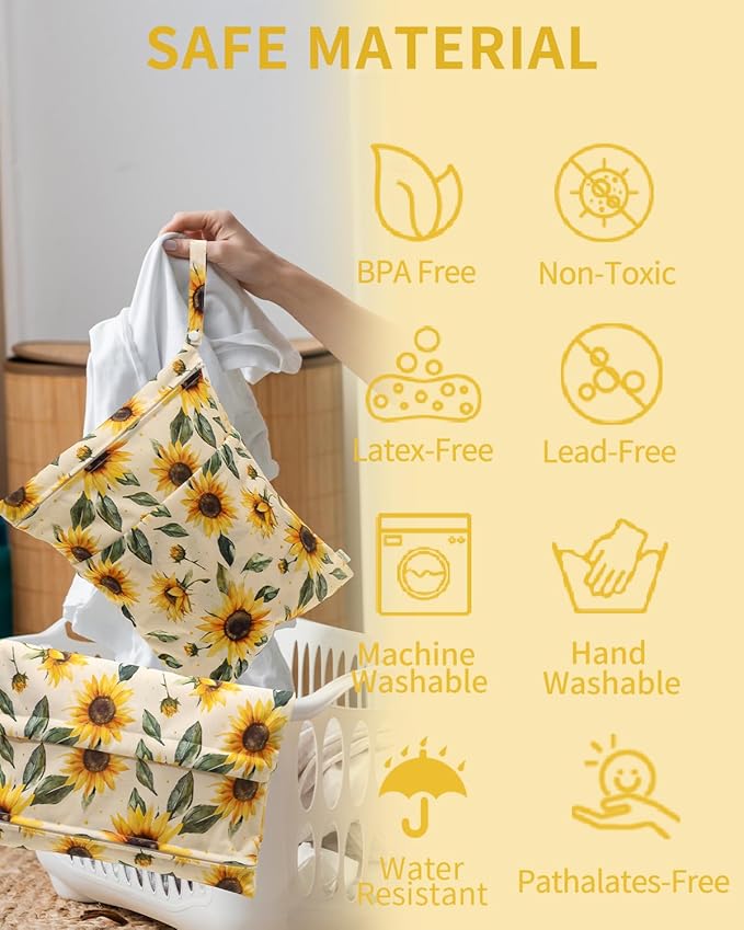 babygoal Wet Dry Bags 3 Pack, Waterproof Travel Bags for Swimsuits, Beach, Pool, Gym,Food Storage and Wet Clothes(Sunflower,Lemon,Stripe),3LN43-B
